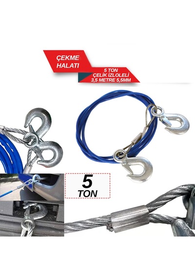 Çekme Halatı 5 Ton Çelik İzoleli 3.5 Mt 5,5mm 1720505