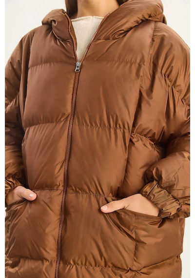 Shade Kadın Kapüşonlu Oversize Yarasa Kol Şişme Mont 60283686 - Kahverengi