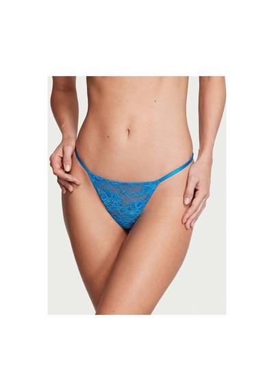 Victoria's Secret Işıltılı Askılı Dantelli V-string Külot Mavi Şok