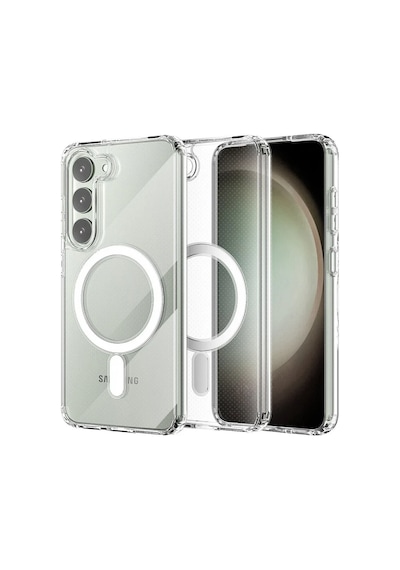 Samsung Uyumlu Galaxy S23 Kılıf Magneticsafe Şeffaf Silikon - Şeffaf 0.2M-Çok Renkli