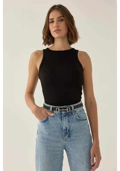 Hiccup Rousey Racer Crop Top Siyah