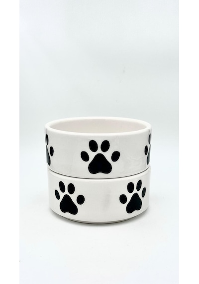 2 Adet Yüksek Kalite 12.5 Cm, 400 Ml Seramik Kedi Ve Köpek Mama Su Kabı