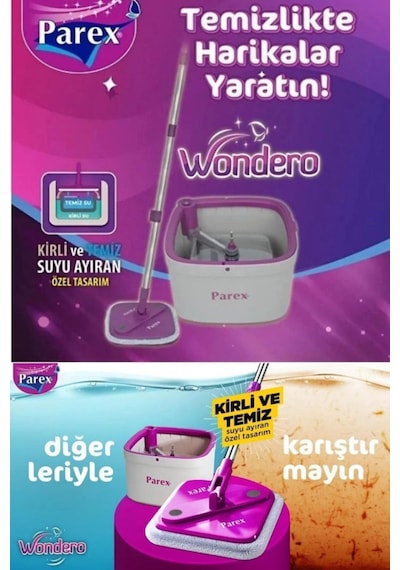 Parex Wondero +2 Yedek Moplu Bezli Temiz Su Ile Kirli Su Ile Ayıran Otomatik Temizlik Seti
