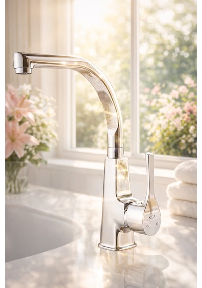 Viosa Lotus Banyo Lavabo Bataryası Pirinç Gövde Premium Krom Ağır Malzeme Uzun Ömürlü Siyah