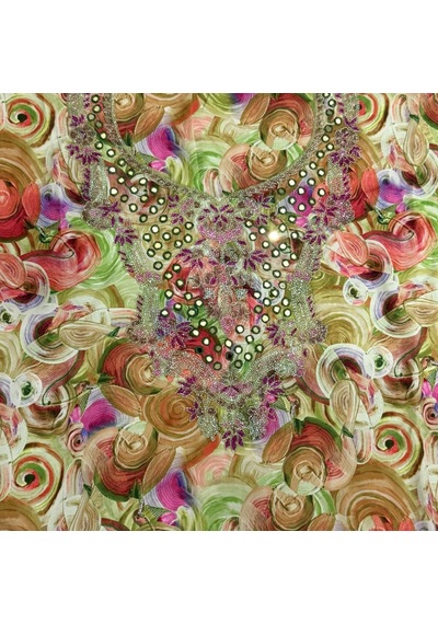 İşlemeli Hint Elbise Kumaşı 370x110cm Model 2 Renkli