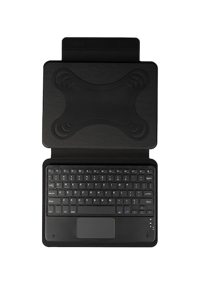 Uyumlu Zore Border Keyboard 10-11" İnç Universal Bluetooh Bağlantılı Standlı Klavyeli Tablet Kılıfı-siyah