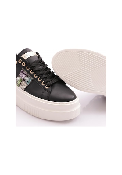 Dgn Es861 Kadin Kalin Taban Silver Taşli Sneakers Ayakkabi Siyah