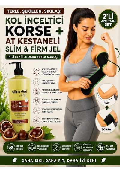 At Kestanesi Özlü Slim Jel 250 Ml Ve Termal Kol Korsesi 2'li Set Toparlayıcı Ve Sıkılaştırıcı Bakım
