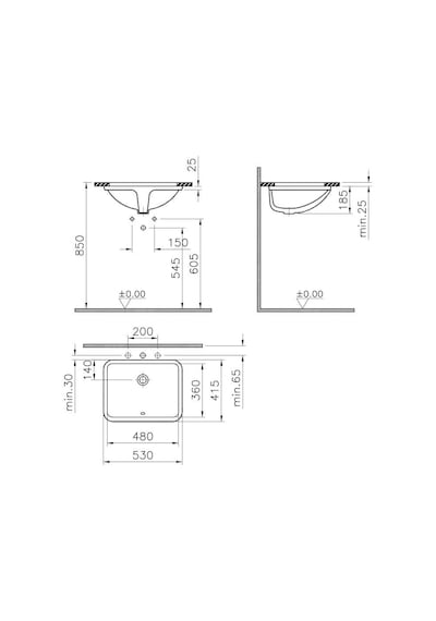 VitrA S20 5339B003-0012 Tezgah Altı Lavabo 48 CM Beyaz
