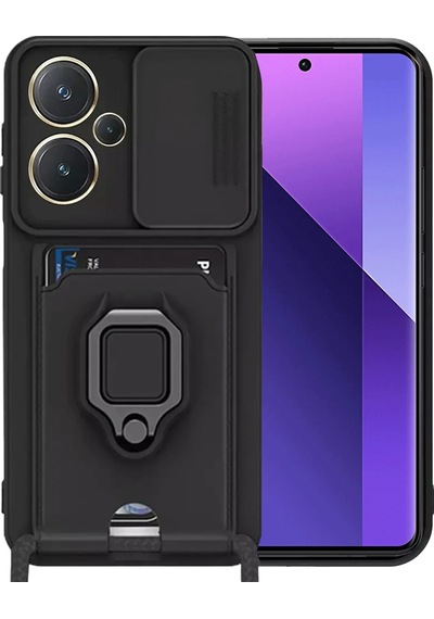 Ilkeshop Newface Xiaomi Redmi Note 13 Pro Plus Kılıf Zuma Kartvizitli Yüzüklü Silikon - Siyah