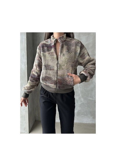 Verymoda Leopar Desenli Peluş Mont F1129 Kamuflaj