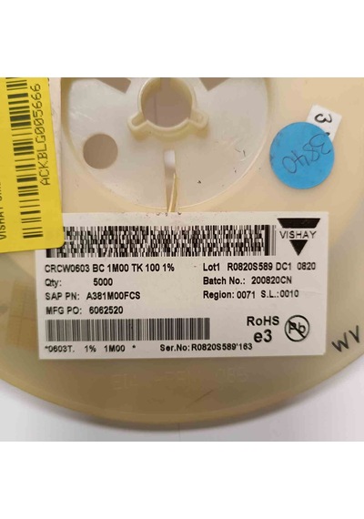 Crcw0603bc1m00tk100 1m 603 Smd Direnç 1000 Adet