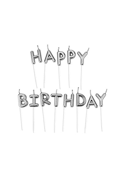 Happy Birthday Doğum Günü Gümüş Mum Seti