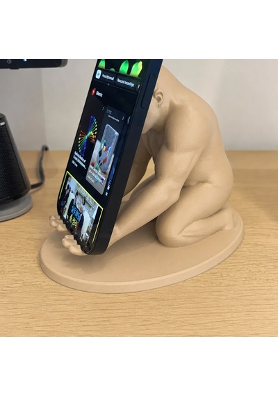 3d Baskı Goril Telefon Tutucu - Kaslı Goril Masaüstü Telefon Standı-bej Diğer
