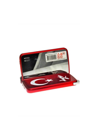 Kişiye Özel İsimli Kırmızı Türk Bayrağı Çakmak Aynalı Çakmak Türkiye Ay Yıldız Kırmızı
