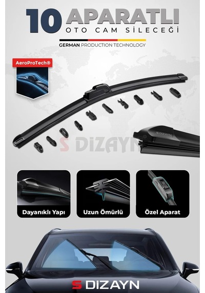 S-dizayn 10 Aparatlı Oto Cam Sileceği 55 Cm 22 İnç Universal A+ Kalite
