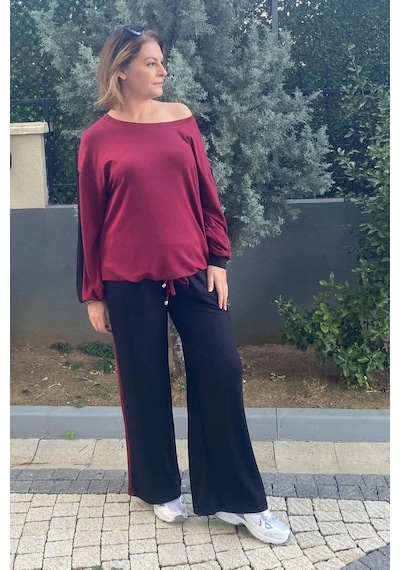 Mia Butik Büyük Beden Bordo Mehita Eşortman Takım Bordo