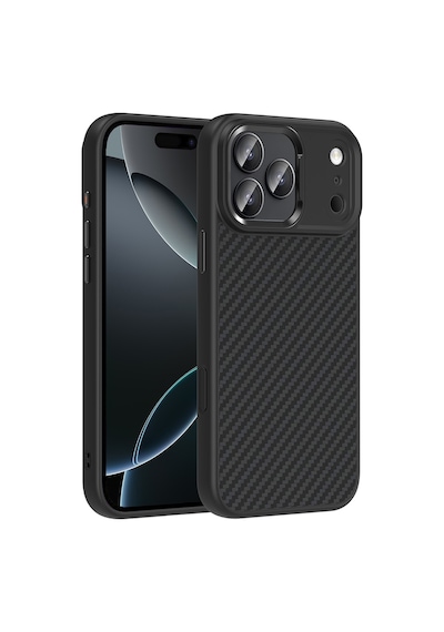 Nihcase Apple Uyumlu iPhone 17 Pro Kılıf Truva Karbon Fiber Tasarım Manyetik Şarj Kapak