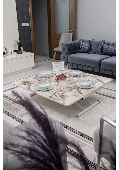 Juppo Üst Tabla Mdf Beyaz Mermer Oval Köşe Alt Beyaz Dışa Kıvrım