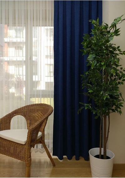 Ev Depo Home Taç Lacivert Düz Renk Pilesiz Fon Perde Ekstraforlu Düz Dikim Tek Kanat Evdadalcvrt004, Lacivert, 80 X 250