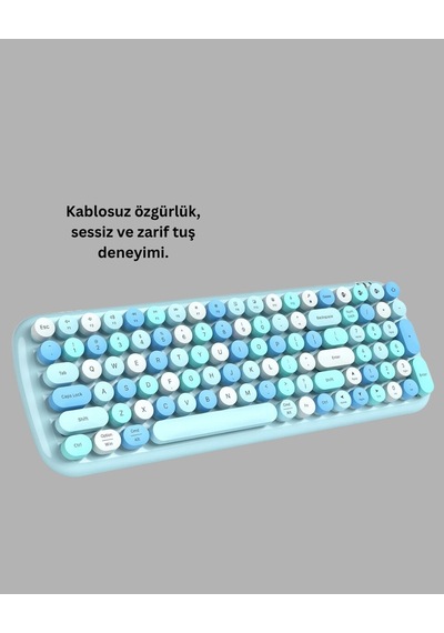 Northcity Retro Tarz Kablosuz Klavye Ve Mouse Seti - 104 Tuşlu Ergonomik Tasarım