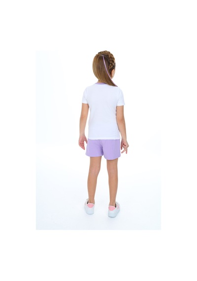 Toontoy Kids Toontoy Kız Çocuk Garnili Tavşan Baskılı Şortlu Takım Lila