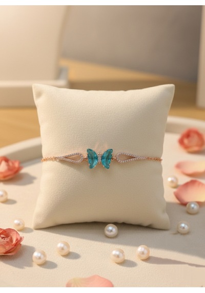 Çekirdekjewelry 925 Ayar Gümüş Kelebek Bileklik Pembe
