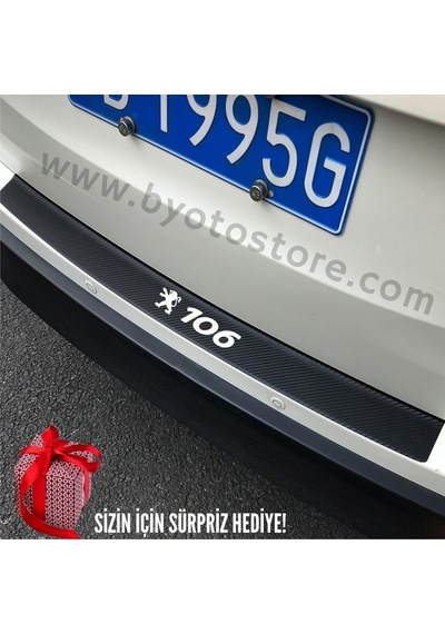 Peugeot 106 Için Karbon Arka Tampon Koruma Sticker