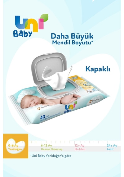 Uni Baby Yenidoğan Islak Mendil 12'Li 480 Yaprak