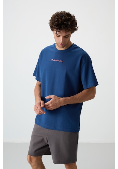 Air Jones Tommy Life Parlament Pamuklu Kalın Yüzeyi Dokulu Oversize Fit Baskılı Erkek T-shirt - 88364 Parlament