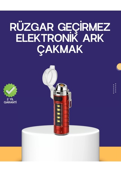 Usb Şarjlı Rüzgar Geçirmez Elektrikli Çakmak El Fenerli