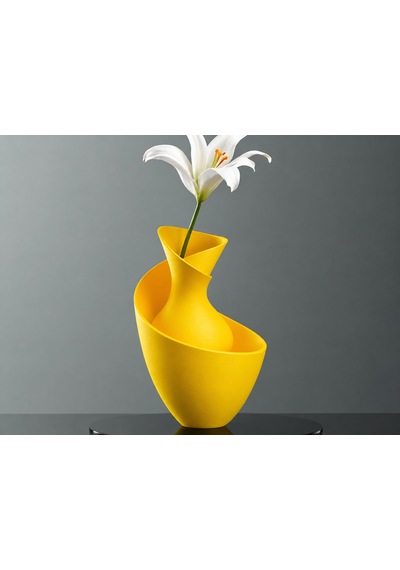 3d Baskı Bold Vazo - Akışkan Formlu Dekoratif Vazo-sarı Diğer