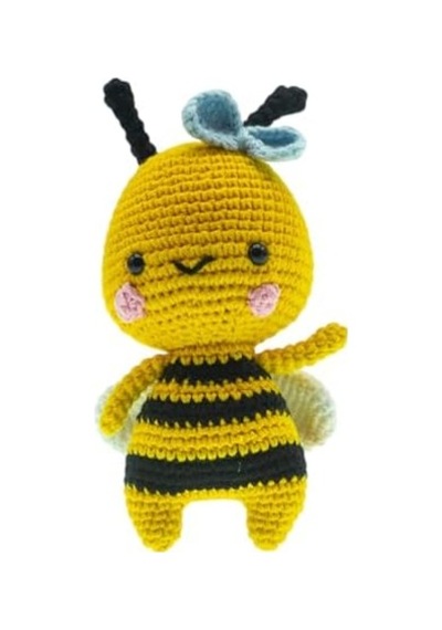 Amigurumi Arı Figür 14 Cm El Yapımı Pamuk İp Örgü Dekoratif Obje