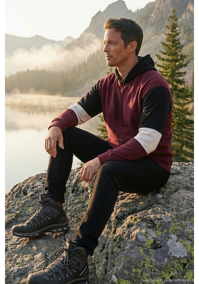Buratti Pamuklu Relaxed Fit Kapüşonlu Içi Tüylü Yumuşak Şardonlu Erkek Sweat 5905299 Vişne