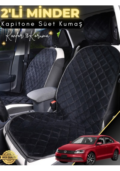 Volkswagen Jetta Uyumlu 2'li Süet Oto Koltuk Minderi Terletmez Universal Oto Aksesuar A6 Siyah