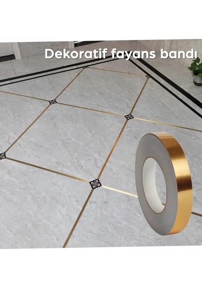 50 Metre Dekoratif Banyo Mutfak Fayans Arası Derz Şerit Bant Gold Renk 1 Cm Gold