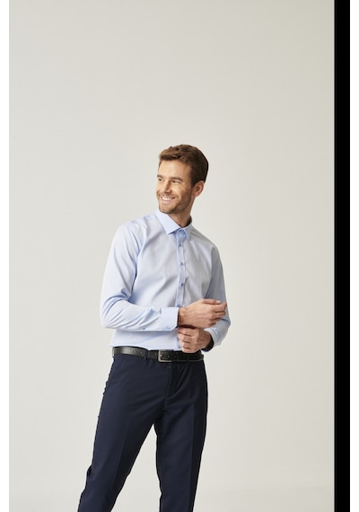 AC&Co / Altınyıldız Classics Erkek Acık Mavı Ütü Gerektirmeyen Non-ıron Taılored Slim Fit Dar Kesim %100 Pamuk Gömlek Açık Mavi