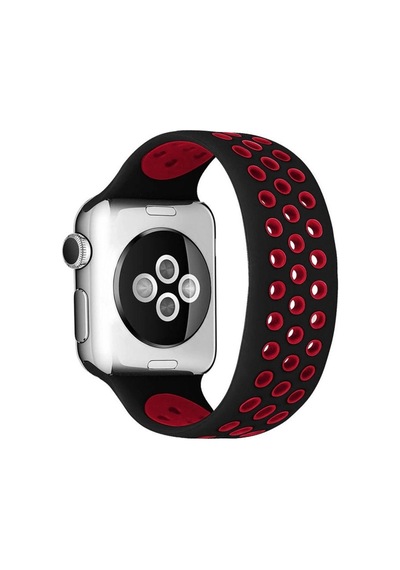Mey İthalat Watch 42mm Ayarlı Delikli Silikon Kordon - Siyah-kırmızı