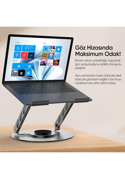 Macbook Uyumlu Ve Laptop Standı 360 Derece Dönebilen Boyutu Ayarlanabilir Alüminyum Alaşım Ergonomik T