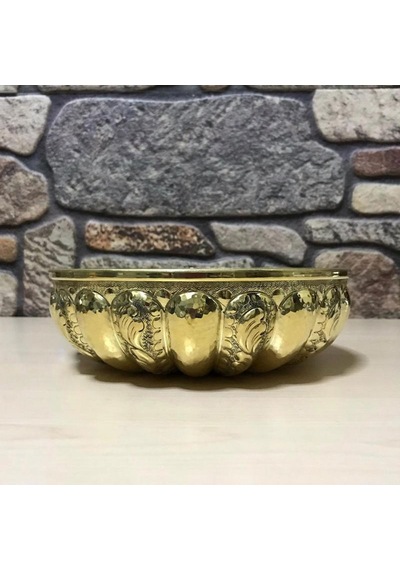 Dilimli İşlemeli Pirinç Hamam Tası Pirinç