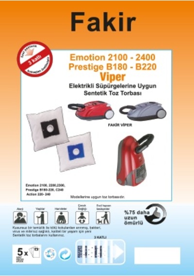 Fakir Emotion Elektrikli Süpürge Uyumlu Sms Toz Torbası -20adet-m