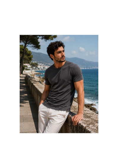 Luxıc Core Erkek Slim Fit Gri Bisiklet Yaka Pamuk Penye Günlük Rahat Basic Tişört