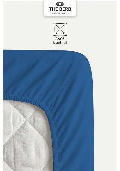The Berb %100 Pamuk Tek/çift Kişilik Lastikli Çarşaf Fitted Jersey Penye Çarşaf Lacivert
