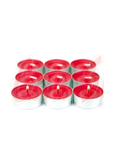 50'li Mini Yuvarlak Tealight Kırmızı Mum Beyaz