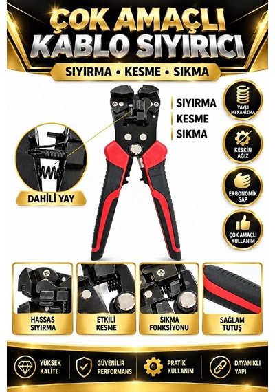 Otomatik Kablo Sıyırma Pensesi 150 Mm Elektrikçi Kablo Soyma Alet