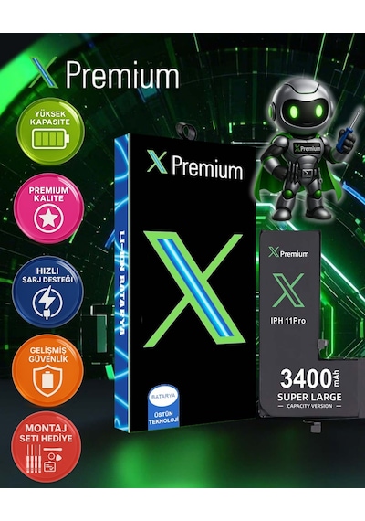 Xpremium Apple Uyumlu iPhone  11 Pro Batarya Pil Süper Yüksek Kapasiteli Güçlendirilmiş 3400 Mah