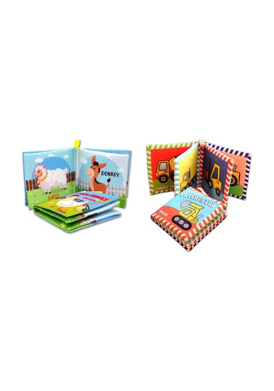2 Kitap Tox İngilizce Çiftlik Hayvanları Ve İş Makinaları Kumaş Kumaş Sessiz Kitap E119 E118 - Bez Kitap , Eğitici Oyuncak , Yumuşak Ve Hışırtılı