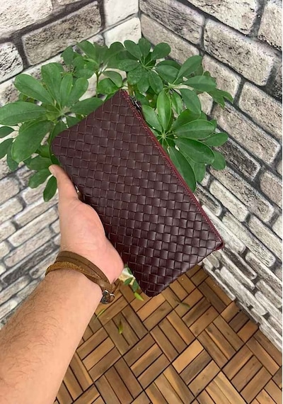 Guard El Örgüsü Küçük Boy Bordo Hakiki Deri Kadın Çantası P2271 Bordo