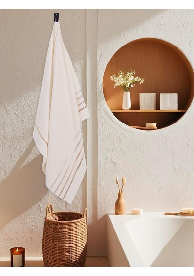 Banyo Havlusu Tekli Pamuk Bale Krem