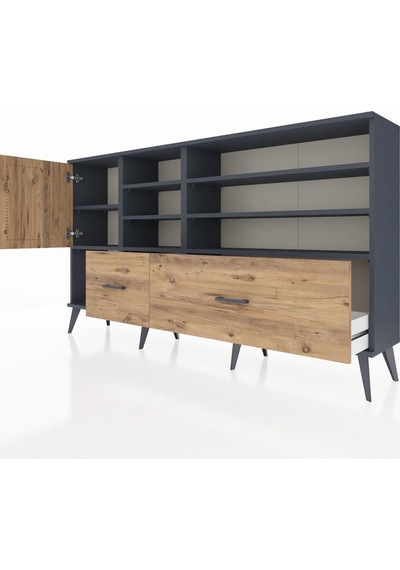 Arges Konsol 8 Raflı 2 Çekmeceli Tek Kapaklı 176x30x99 Antrasit-çam Atlas Çam - Antrasıt Arges Konsol 8 Raflı 2 Çekmeceli Tek Kapaklı 176x30x99 Antrasit-çam Atlas Çam - Antrasıt